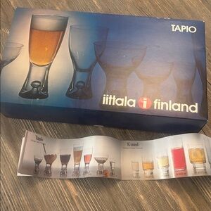 IITTALA FINLAND 10.5 oz. Set/4 Tapio Glass Drinkware Wine Beer Glasses Stem